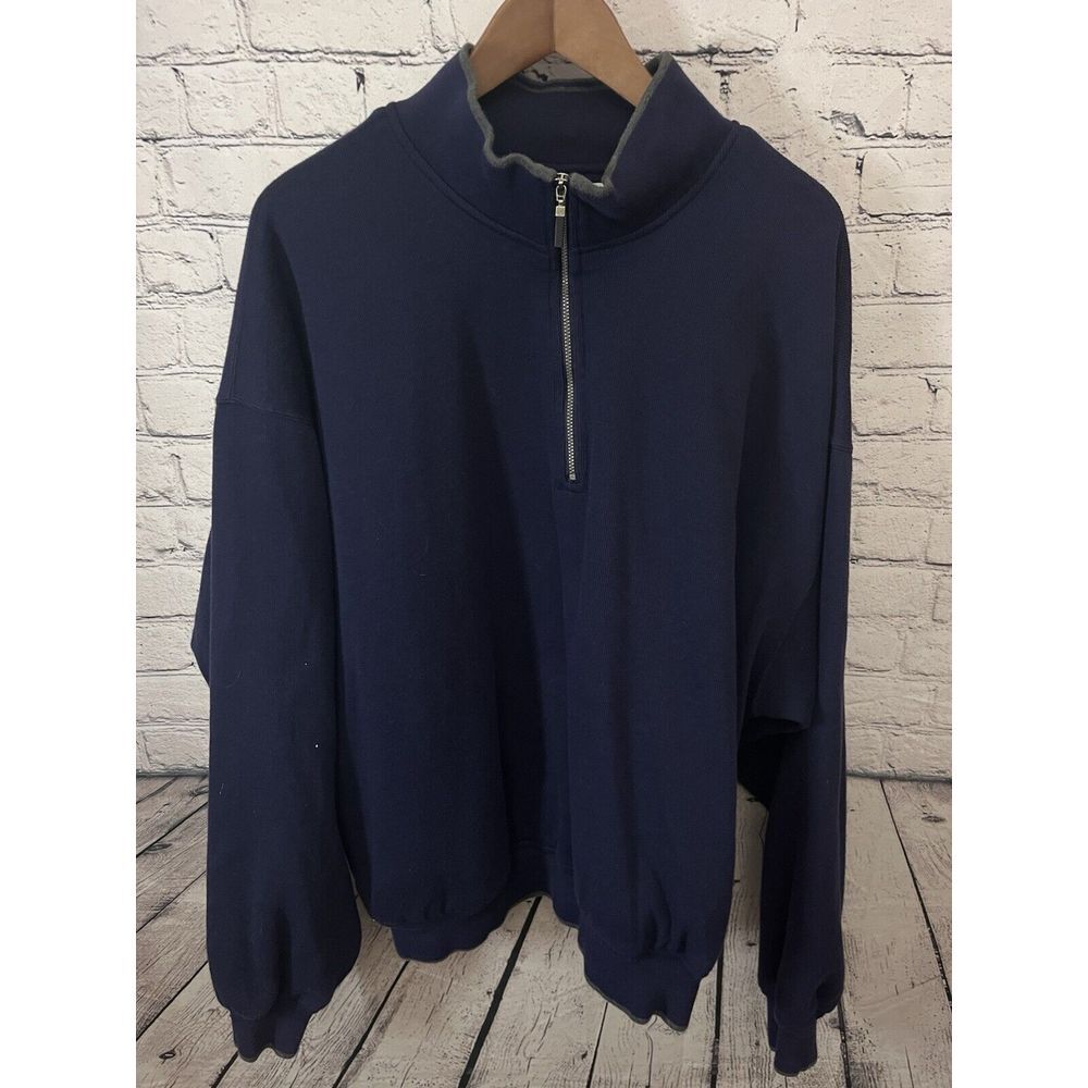 Page & Tuttle 1/4 Zip Pullover‎ Jacket Heavyweight Nylon Lined Blue Size XL
